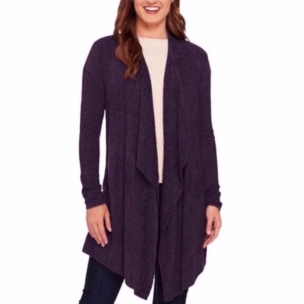 Barefoot Dreams eggplant bamboo lite chic cardigan